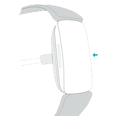 Illustration of the tracker with the charging cable attached to the back